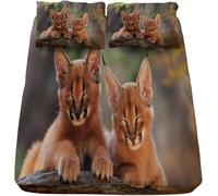 Drap Housse 90x200 / 90x190 Enfant Caracal Microfibre Doux 3D Animaux Sauvages Enfants 1 Personne Grand Bonnet 30 cm pour Matelas Épais avec Élastique Tout Autour a/5455