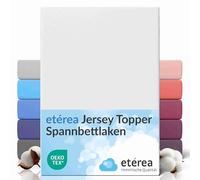 Drap Housse 90x200 pour Lit Boxspring en Jersey 100x200 cm - 100% Coton - Drap Housse pour Lit Boxspring Jusqu'à 10 cm de Hauteur - et pour Un Matelas 90x200 - Duvet - Blanc