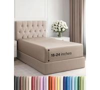 Drap-housse à bonnet très profond pour matelas de 45,7 à 61 cm d’épaisseur, doux, infroissable et anti-décoloration, respirant et confortable, pour lit simple XL, beige chiné