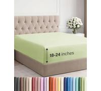 Drap-housse à bonnet très profond pour matelas de 45,7 à 61 cm d’épaisseur, doux, infroissable, respirant et confortable, pour lit king size, vert sauge clair
