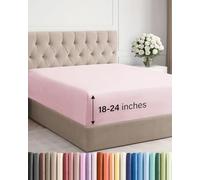 Drap-housse à bonnet très profond pour matelas de 45,7 à 61 cm d’épaisseur, doux, infroissable, respirant et confortable, pour lit queen size, rose lavande