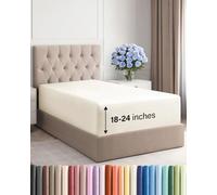 Drap-housse à bonnet très profond pour matelas de 45,7 à 61 cm d’épaisseur, doux, infroissable, respirant et confortable, pour lit simple XL, blanc cassé