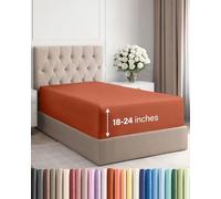 Drap-housse à bonnet très profond pour matelas de 45,7 à 61 cm d’épaisseur, doux, infroissable, respirant et confortable, pour lit simple XL, terracotta