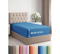 Drap-housse à bonnet très profond pour matelas de 45,7 à 61 cm d’épaisseur, doux, infroissable, respirant et confortable, pour lit simple XL, bleu roi