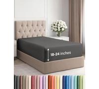 Drap-housse à bonnet très profond pour matelas de 45,7 à 61 cm d’épaisseur, doux, infroissable, respirant et confortable, pour lit simple XL, gris anthracite
