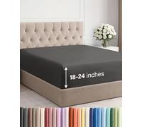 Drap-housse à bonnet très profond pour matelas de 45,7 à 61 cm d’épaisseur, doux, infroissable, respirant et confortable, pour lit california king size, gris anthracite