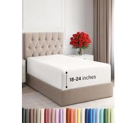 Drap-housse à bonnet très profond pour matelas de 45,7 à 61 cm d’épaisseur, doux, infroissable, respirant et confortable, pour lit simple XL, blanc ancien