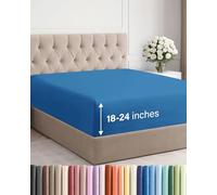 Drap-housse à bonnet très profond pour matelas de 45,7 à 61 cm d’épaisseur, doux, infroissable, respirant et confortable, pour lit california king size, bleu roi
