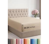 Drap-housse à bonnets profonds, qualité hôtelière, pour matelas de 45,7 à 61 cm d’épaisseur, doux, infroissable, respirant et confortable, pour lit King Size, crème