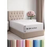 Drap-housse à bonnets profonds, qualité hôtelière, pour matelas de 45,7 à 61 cm d’épaisseur, doux, infroissable, respirant et confortable, pour lit simple, gris très clair