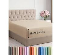 Drap-housse à bonnets profonds, qualité hôtelière, pour matelas de 45,7 à 61 cm d’épaisseur, doux, infroissable, respirant et confortable, pour lit King Size, crème