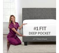 Drap-Housse à Poches Profondes - 43,2 cm à 53,3 cm + Drap-Housse à Poches très Profondes Uniquement - 1 Drap de lit avec Poches Profondes pour Matelas à Plateau-Oreiller, draps Doux pour Grand lit
