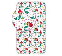 Jerry Fabrics Drap-housse Ariel – 100% coton, motif La Petite Sirène – 90 x 200 cm bonnet 25 cm