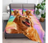 Drap Housse Animaux Golden Retriever Drap Housse Bonnet 30cm Matelas en Microfibre, Doux et Durable Respirant avec Élastique Tout Autour, Couleur, 140 x 200 cm