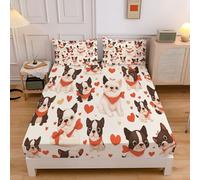 Drap Housse Antidérapants Housse De Matelas, Impression De Mignon Boston Terrier Confortable Respirant Drap-Housse Poche 30Cm, Ensemble De Literie Beige (140X200Cm, Thème Animalier)