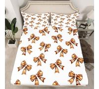 Drap-housse aquarelle Bowknot - Taille L - Marron - Housse de matelas avec 1 taie d'oreiller - Thème rugby - Nœud papillon - Drap de lit profond pour enfants garçons (pas de top sheet)