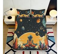Drap Housse Astronaute Espace 3D Imprimé Microfibre Poches Profondes Antidérapant Chambre Protection Univers Mattess Fitted Cover Adulte Jeune 160x200x25cm
