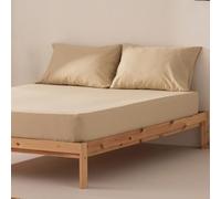 Drap-housse avec angles pour lit 100 x 200 x 30 cm, 100% coton, respirant, réglable, couleur beige