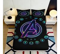 Drap Housse Avengers néon 3D Printed Microfiber Doux Anti-dérapant Marvel héros pour Chambre Adolescent étudiant décoration 200x200x25cm