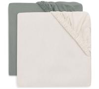 Drap-Housse Jersey Jollein - pour Lit Enfant - Sea Green/Ivory - Lot de 2-60x120cm - Drap-Housse en Coton - Certifiée Oeko-TEX
