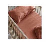 Drap Housse bébé Coton lavé - SOMEO Terracotta 70x140