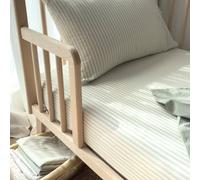 Drap housse bébé percale de coton bio rayé rayé tilleul 60X120
