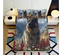 Drap-Housse Berger Allemand Impression 3D Microfibre décor Montagne protège-Matelas antidérapant Facile à Entretenir Chambre étudiant Cadeau Maison 90x200x25cm