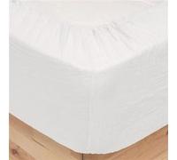 Atmosphera - Drap housse Flora gaze de coton blanc 160x200 cm
