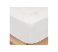 Atmosphera - Drap housse Flora gaze de coton blanc 160x200 cm