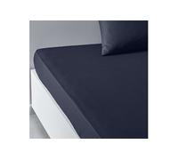 TODAY Drap Housse en Coton Bio Organic Grands Bonnets - Bleu Marine - 140 X 200 Cm