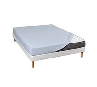 Terre de Nuit - Drap Housse Bleu Jersey Coton Lycra Tencel 160x220 - - Bleu - Uni