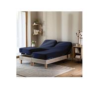 Drap housse bleu marine pour lit articulé jersey extensible 2x80x200