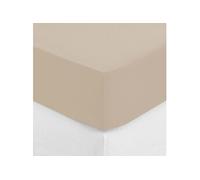 Atmosphera - Drap Housse bonnet 30 cm 100% Coton Esther 160x200 cm - Beige Lin Beige G