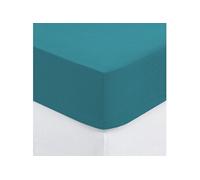 - Drap Housse bonnet 30 cm 100% Coton Esther 160x200 cm - Bleu Canard