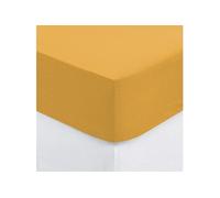 Atmosphera Drap-housse Carina coton 160x200 cm jaune moutarde