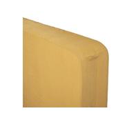 Atmosphera - Drap Housse bonnet 30 cm 100% Lin Tropiques 140x190 cm - Jaune Ocre - Tropiques Jaune G