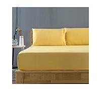 Drap Housse Bonnets 45cm Protege Matelas Drap De Lit 1 Personnes 2 Personnes Fitted Sheet Coton Enfant Adulte Housse De Matelas Couleur Unie Doux Et Un Ajustement Parfait ( Color : Yellow , Size : 180