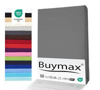 Drap-Housse Buymax® 100X200Cm Lot de Deux Drap-Housse 100% Coton Jersey, Hauteur De Matelas Jusqu'À 25 Cm, Couleur Gris Anthracite