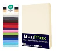 Drap Housse Buymax® 140X200Cm 100% Coton Jersey, Hauteur Matelas Jusqu'À 25 Cm, Coloris Beige
