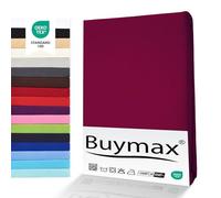 Drap-Housse Buymax® 160X200Cm Coton 100% Jersey, Hauteur De Matelas Jusqu'À 25 Cm, Couleur Bordeaux