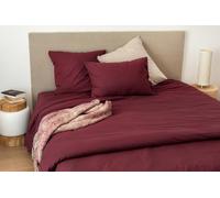 Drap Housse Cap Ferret Coton Lavé, 90cm x 190cm, Griotte, Twin