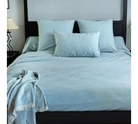 Drap Housse Cap Ferret Coton Lavé, 90cm x 190cm, Lune Bleue