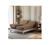 Drap housse caramel pour lit articulé jersey extensible 2x80x200