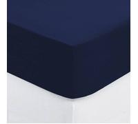 Drap-housse ""Carina"" coton bleu encre 140x190cm - Atmosphera createur d'interieur