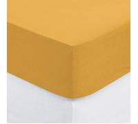 Drap-housse ""Carina"" coton jaune moutarde 140x190cm - Atmosphera createur d'interieur