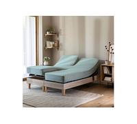 Drap housse céladon pour lit articulé jersey extensible 2x80x200