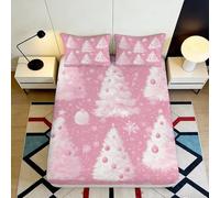 Drap Housse Christmas Tree 3D Printing Microfiber Poche Profonde antidérapant Christmas Tree Housse Matelas Lavable 90x200x25cm