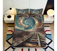 Drap Housse Ciel Étoilé Galaxie Impression 3D Microfibre Douce Nébulosité Cosmique Protège-Matelas Antipoussière Chambre 120x200 180x200x25cm