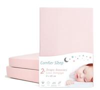 Drap Housse Cododo 50x83 cm - Lot de 2 - 100% Coton Biologique - Rose Drap Housse Bebe - Doux et Respirant 51x85 cm