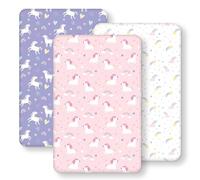 Drap Housse Cododo 50x83 cm, Lot de 3 Microfibre Ultra Douce et Lisse Élastique sur Tout Le Tour - pour Matelas de Lit Berceau de 50x80 cm à 55x90 cm, Arc-en-Ciel Rose et Violet